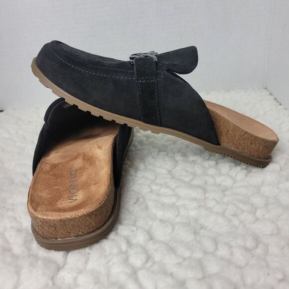 Vionic Georgie Women's Size 7.5 Slip On Mule Shoes Black Suede Accent Chain - Picture 6 of 10